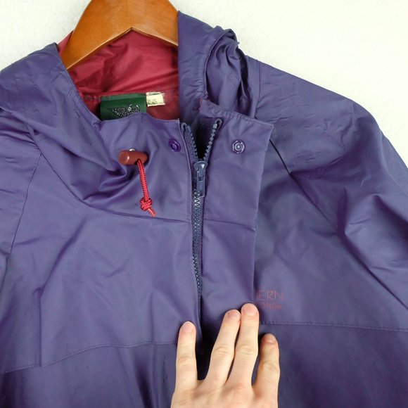 Vintage Mens Rain Coat Large Purple Nylon Waterproof Northern Reflections 80s - Picture 9 of 14
